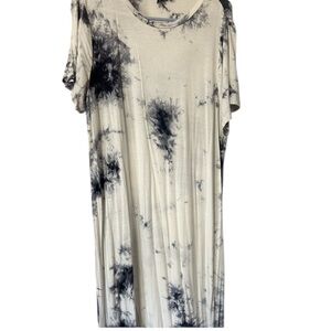 SHEIN Black/Blue and White Tie-Dye Floor Length Dress